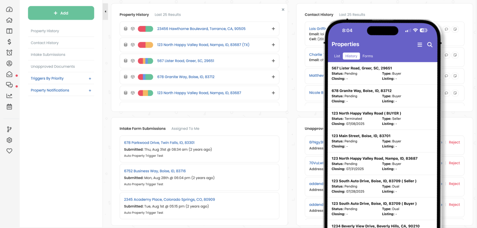 Open To Close real estate transaction dashboard