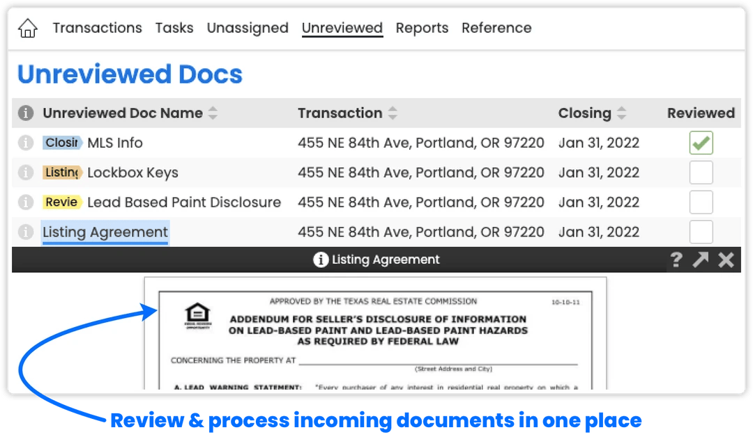 Paperless Pipeline transaction tracking dashboard