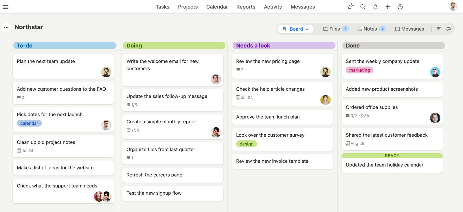 Breeze project management board with tasks organized into columns